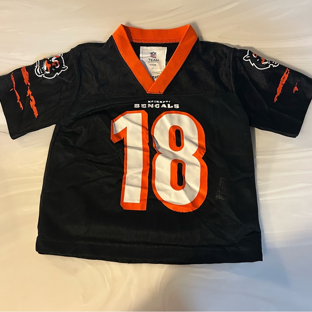 Cincinnati Bengals Kids Black & Orange #18 Football Jersey - Team Replica